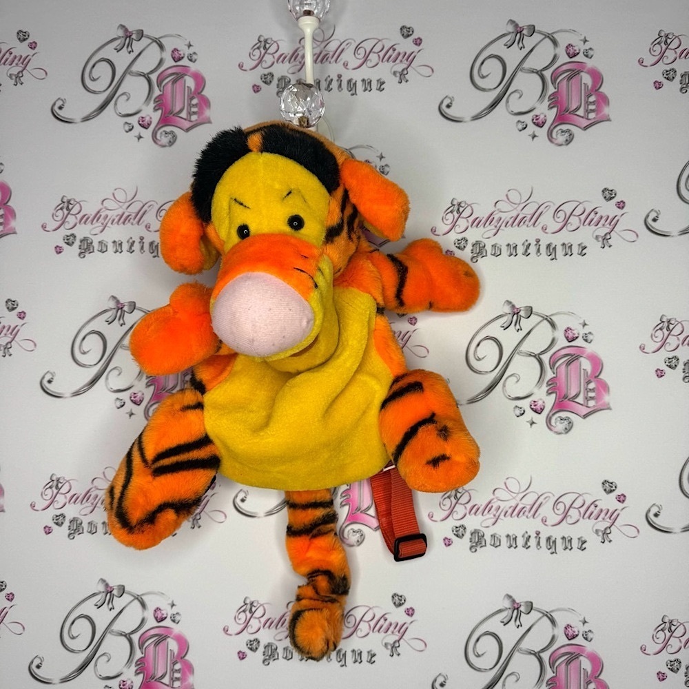 Disney tiger backpack Orange and Black Plush Toy backpack vintage zip up